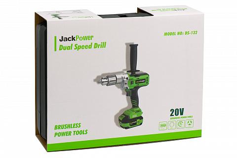 Фото шуруповёрт jack power 20v, 4 ah li-ion 2 аккум., 130нм, professional